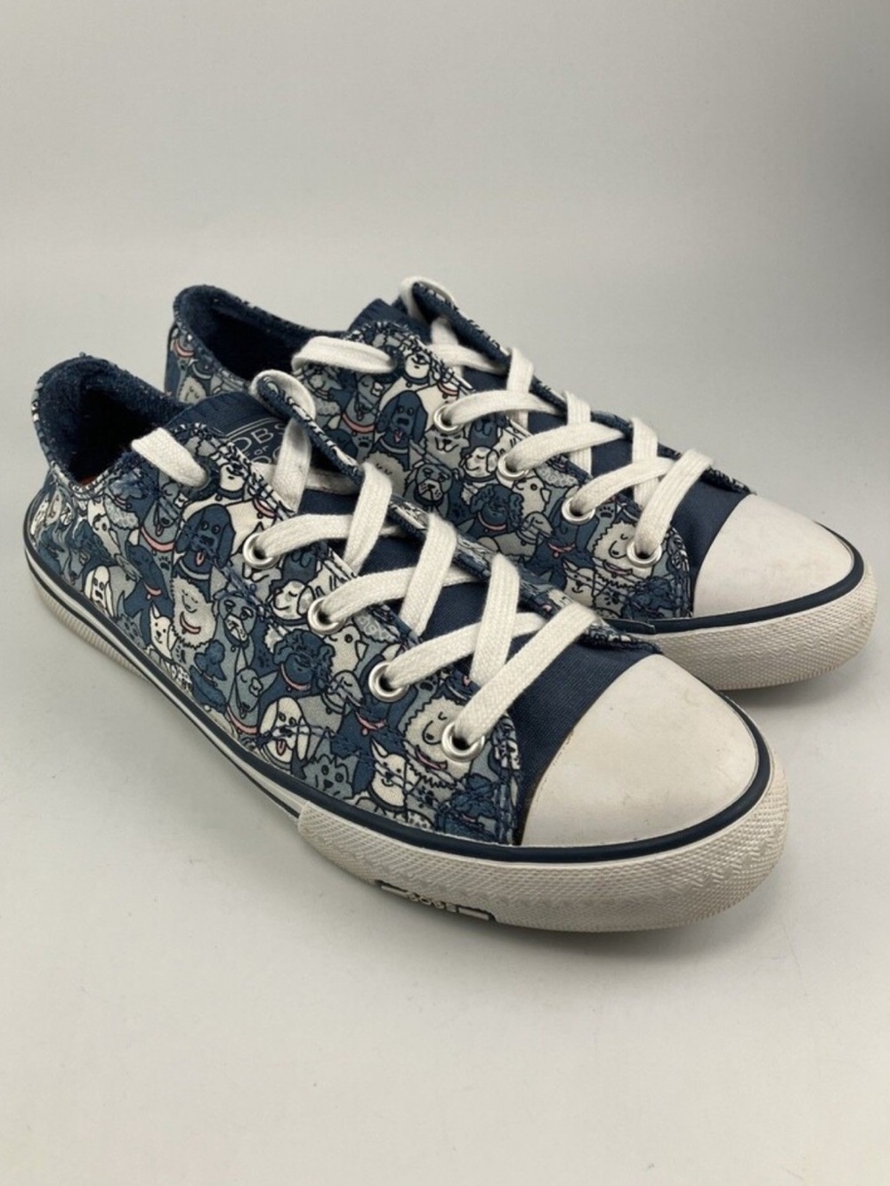 Bobs by Sketchers  Navy Blue  Dog -Print Low-Top Sneakers Size 7 1/2